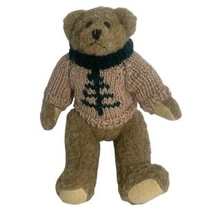 Passport Plush Toys Teddy Bear Tree Sweater Jointed 8 inches Light Brown